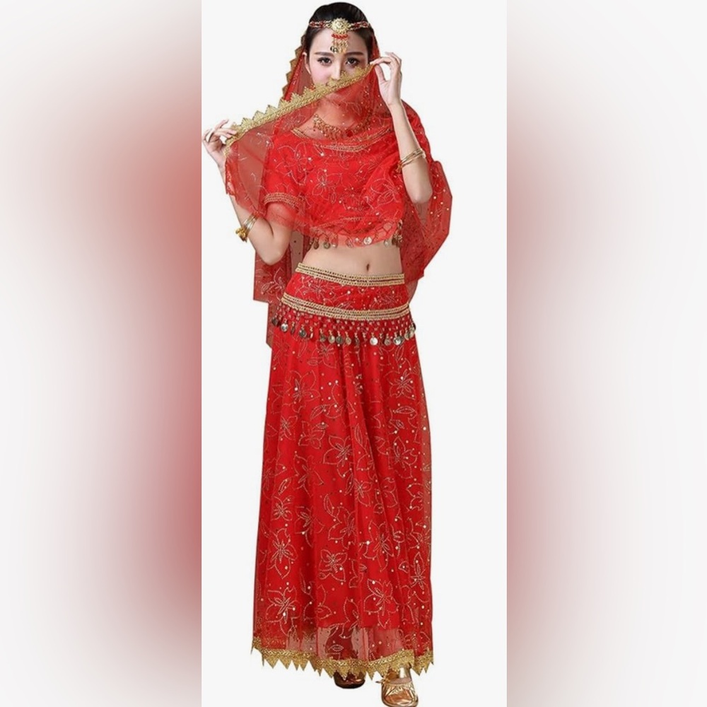 Stunning Red Lehenga Choli with Gold Detailing